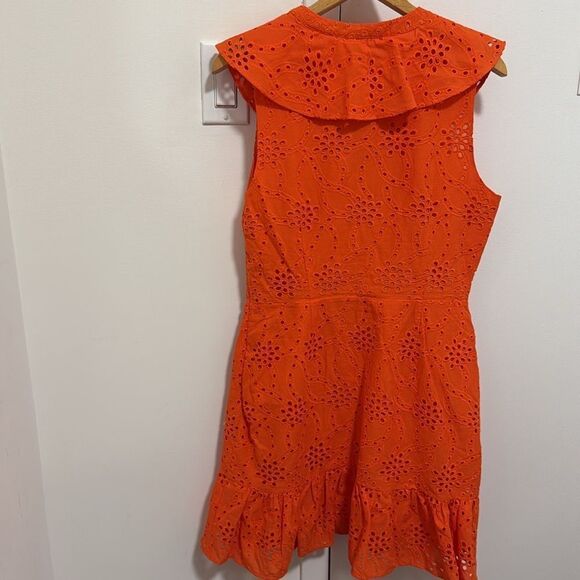 Milly Novi Eyelet Wrap Dress Tangerine. Size 8. - Picture 3 of 9